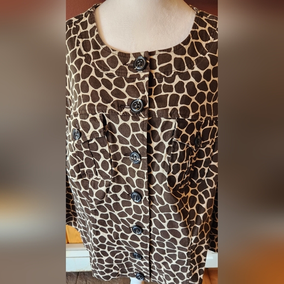 Charter Club Giraffe Print Button Up Lightweight Jacket Blazer Top Size 2X - Picture 6 of 10